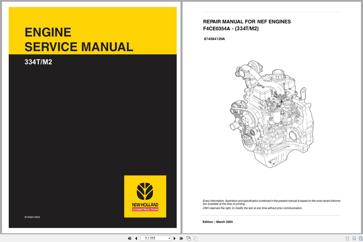 New Holland Engine F4CE0354A Service Manual 87458412NA 2004 (1)