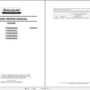 New Holland Engine F4GE9454H to F4HE9484C Repair Manual 87630274NA 2007 (1)