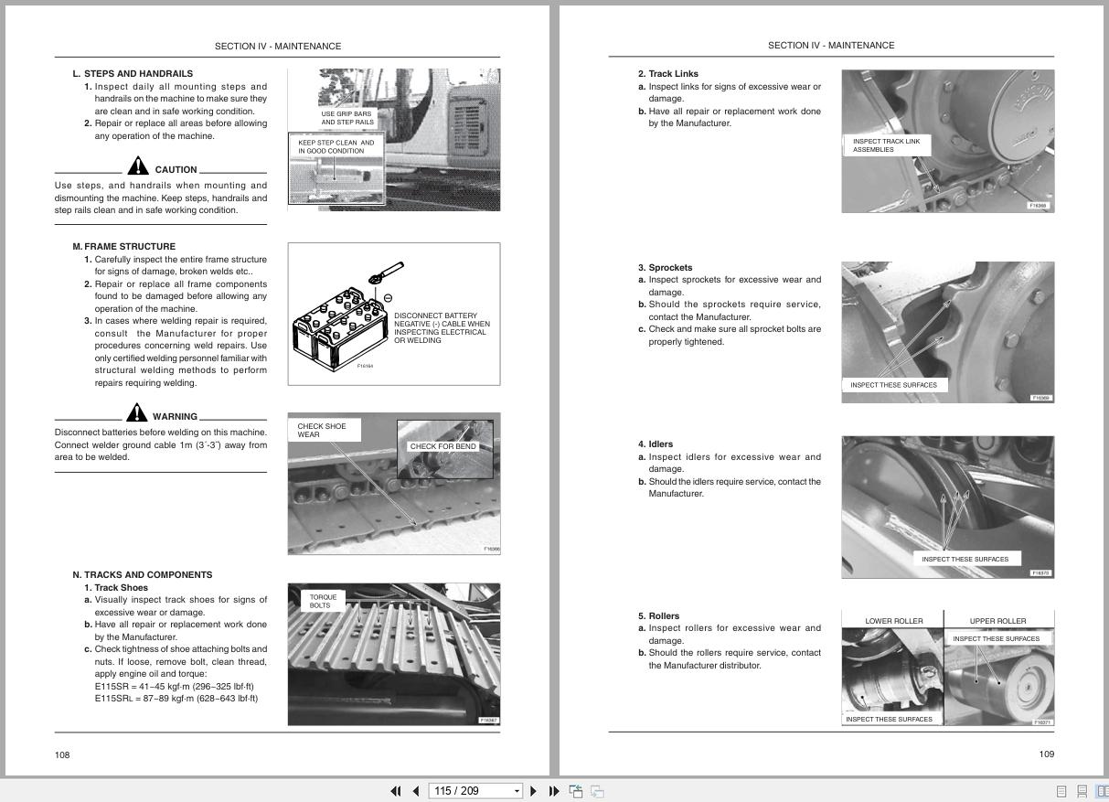 New Holland Excavator E115SR Operation Maintenance Manual 6042153800 2005 (2)