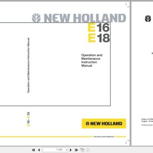 New Holland Excavator E16 E18 Operation Maintenance Manual 6042141201 2006 (1)