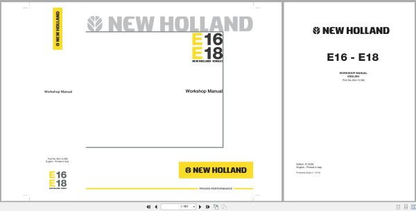New Holland Excavator E16 E18 Workshop Manual 60413396 2005 (1) New Holland Excavator E16 E18 Workshop Manual 60413396 2005 (1)