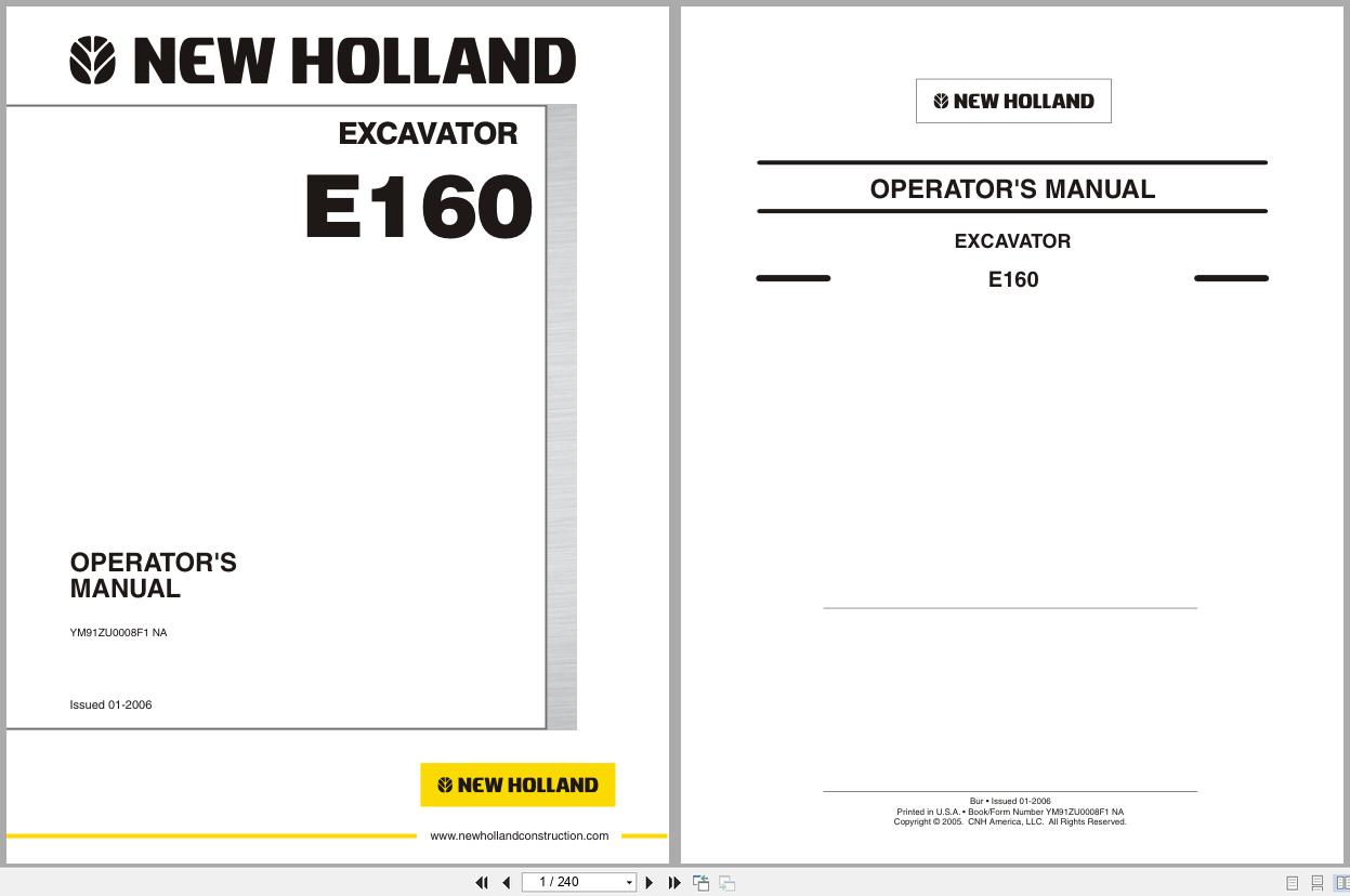 New Holland Excavator E160 Operators Manual YM91ZU0008F1NA 2006 (1)