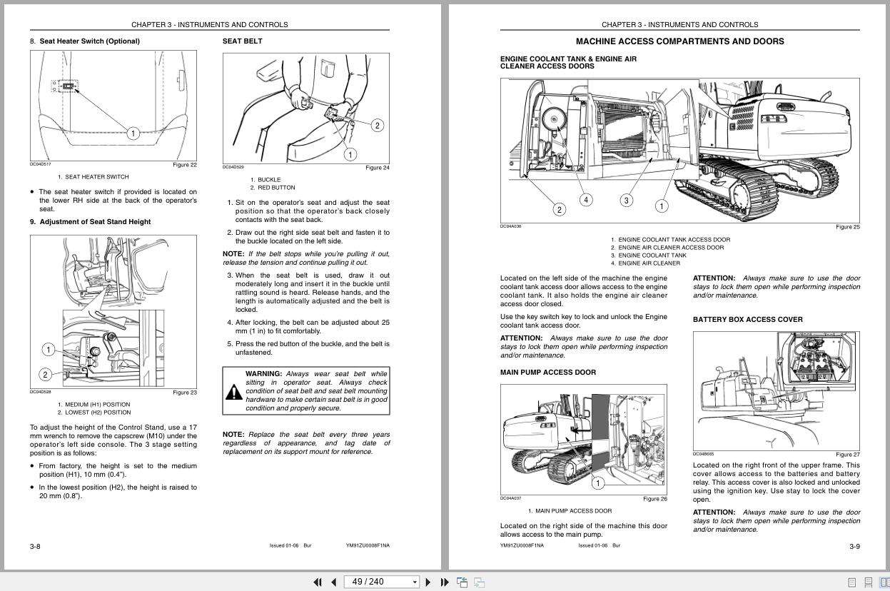 New Holland Excavator E160 Operators Manual YM91ZU0008F1NA 2006 (2)