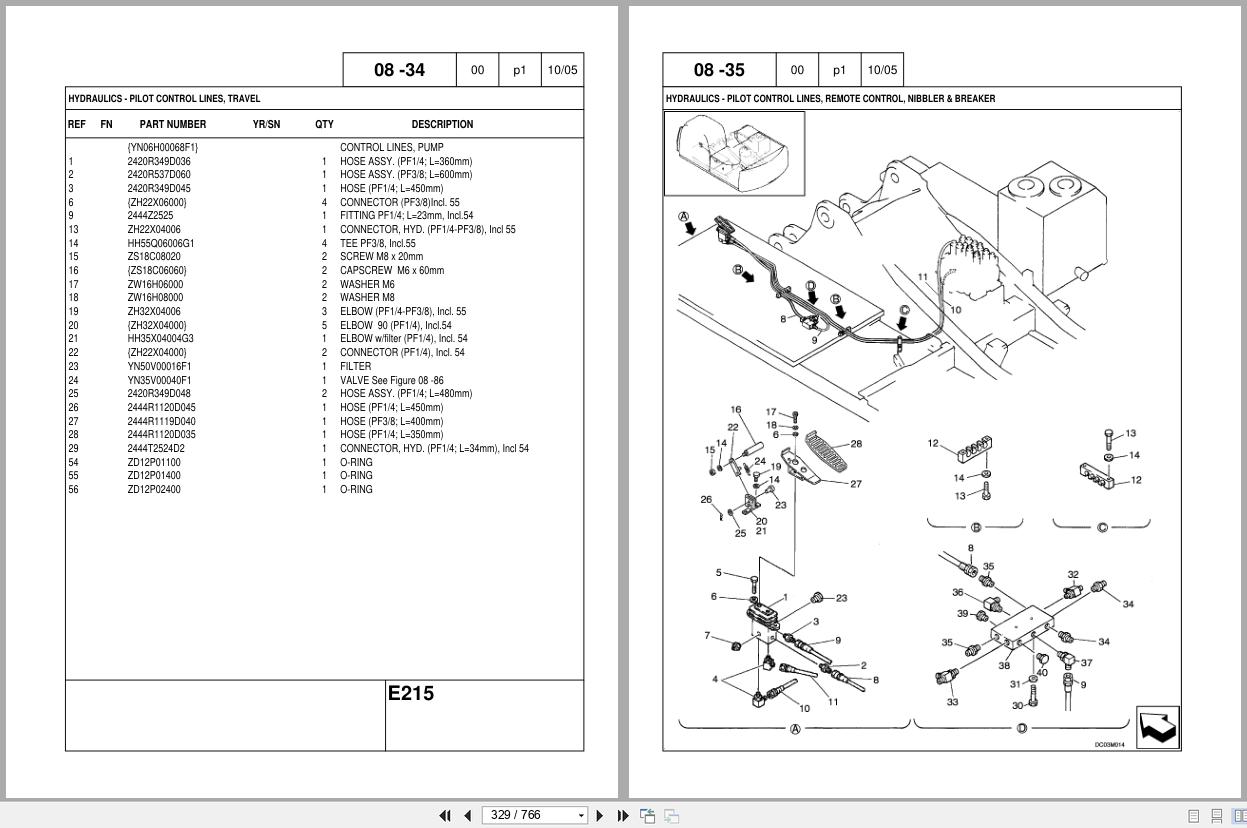 New Holland Excavator E215 Parts Catalog YN91ZU0003F1NA 2005 (2)