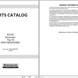 New Holland Excavator E215C Tier III Parts Catalog YN91Z00073F1 2013 (1)