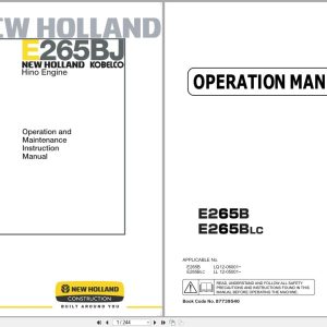New Holland Excavator E265B E265BLC Operation Manual 87739540 2007 (1)