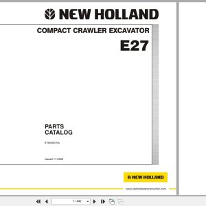 New Holland Excavator E27 Parts Catalog 87360682NA 2005 (1)
