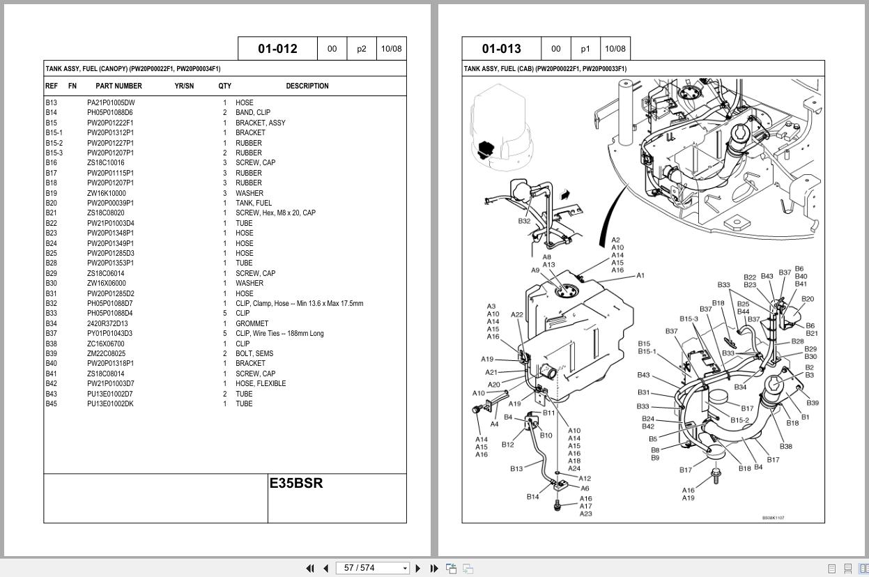New Holland Excavator E35BSR Tier 4 Parts Catalog S3PX00038ZE01NA 2008 (2)