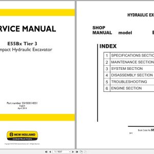 New Holland Excavator E55Bx Tier 3 Service Manual S5HS0014E01 2014 (1)