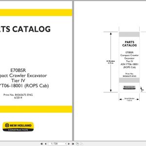 New Holland Excavator E70BSR Tier 4 Parts Catalog 84365675 2014 (1)