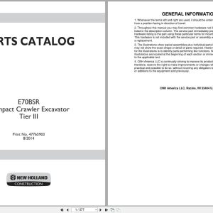 New Holland Excavator E70BSR Tier III Parts Catalog 47765903 2014 (1)