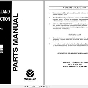 New Holland Excavator EW220 Parts Manual 73179377 2000 (1)