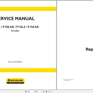 New Holland Grader F106.6 F106.6A F156.6 F156.6A Service Manual 87726937A (1)