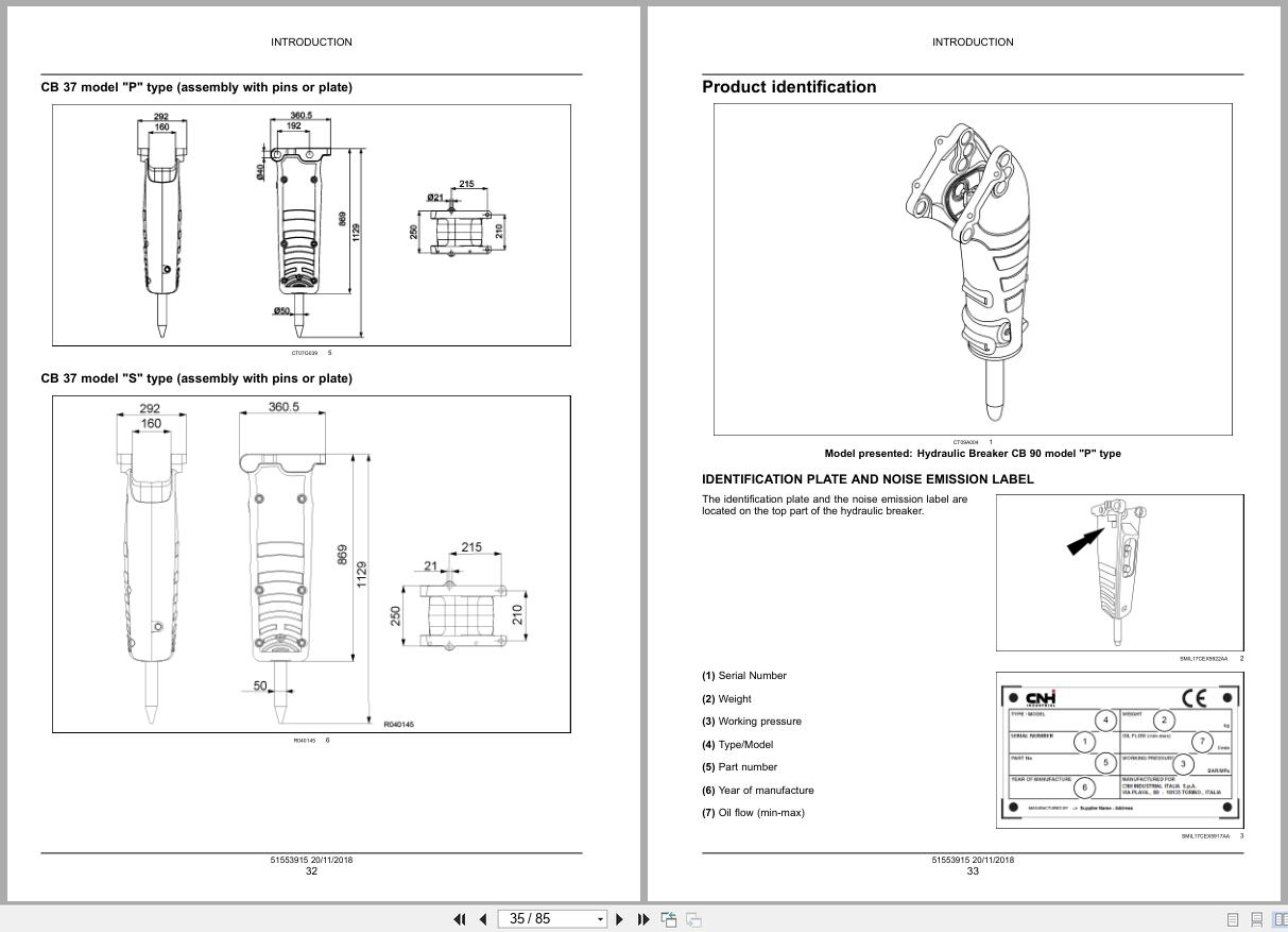 New Holland Hydraulic Breaker CB18S CB27S CB37S Service Manual 51553915 2018 (2)