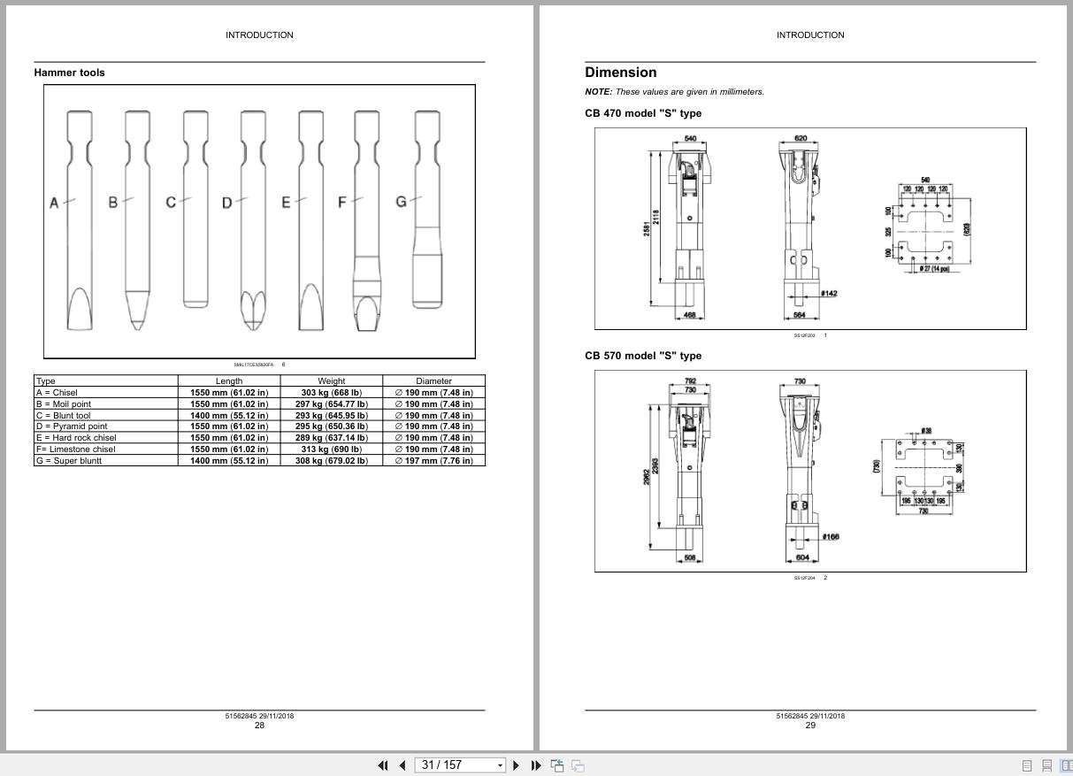 New Holland Hydraulic Breaker CB470S CB570S CB800S Service Manual 51562845 2018 (2)