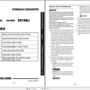 New Holland Hydraulic Excavator E215BJ Shop Manual 84163741 2007 (1)