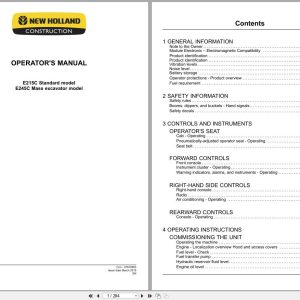 New Holland Hydraulic Excavator E215C E245C Operators Manual 47619503 2015 (1)