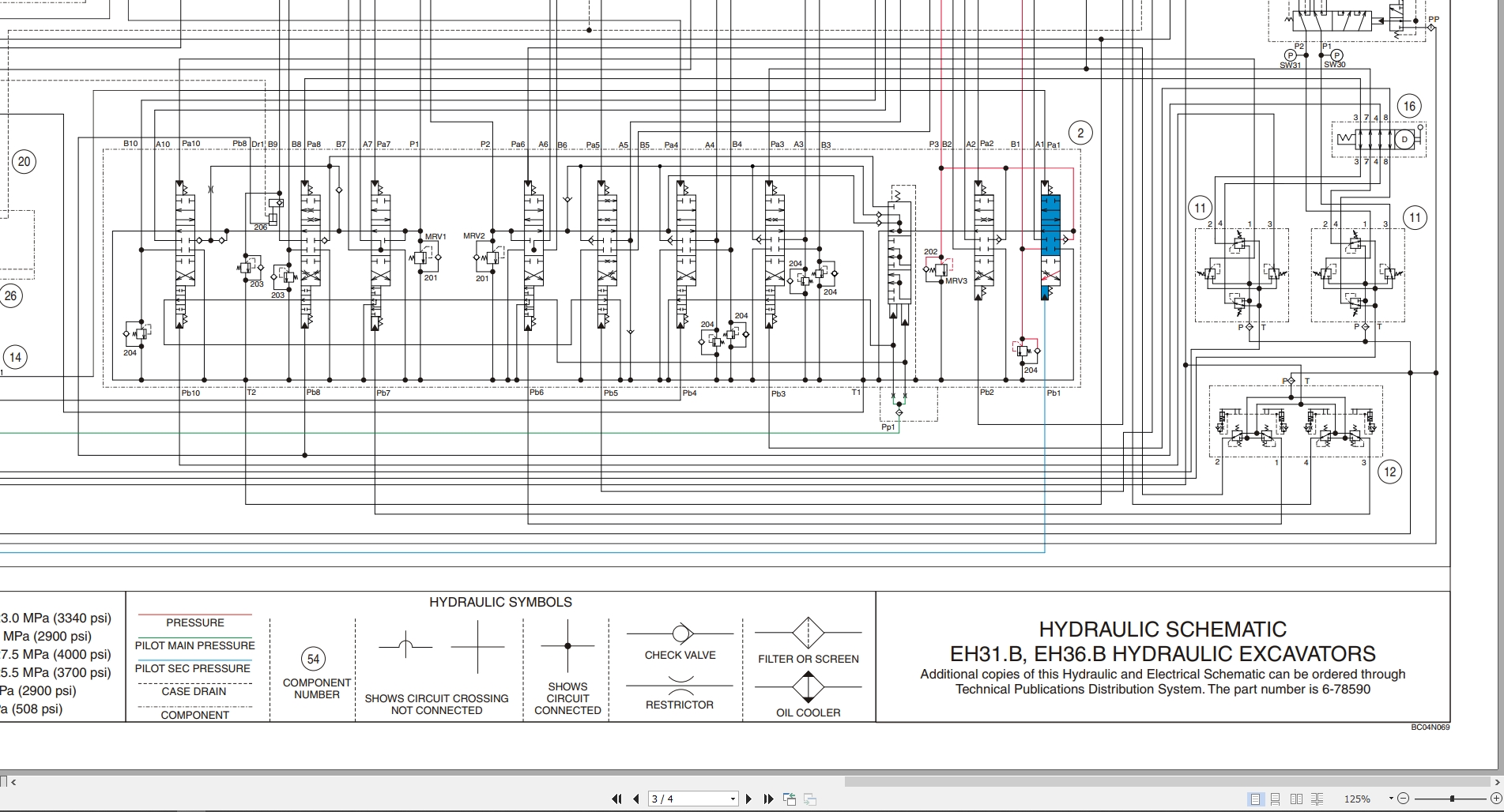 New Holland Hydraulic Excavator EH31.B EH36.B Hydraulic Electrical Schematic 6 78590 (2)