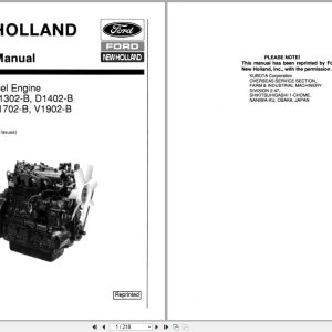 New Holland Kubota Engine D1102 B to V1902 B Service Manual 40544002 (1)