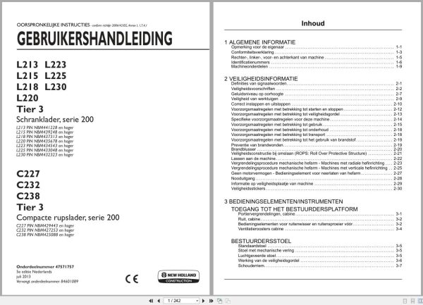 New Holland Loader L213 To C238 Operation Maintenance Manual 47571757 2013 Nl (1)