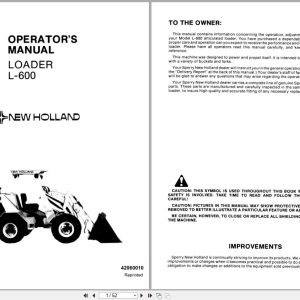 New Holland Loader L600 Operators Manual 42060010 (1)