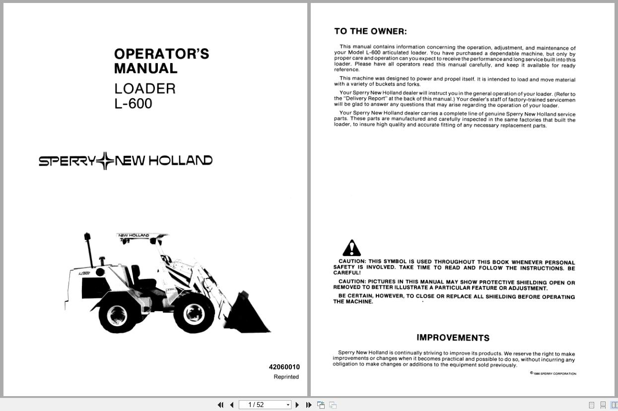 New Holland Loader L600 Operators Manual 42060010 (1)