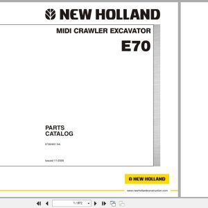 New Holland Midi Crawler Excavator E70 Parts Catalog 87360691NA 2005 (1)