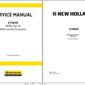 New Holland Midi Crawler Excavator E70BSR Service Manual 84365679 2010 (1)
