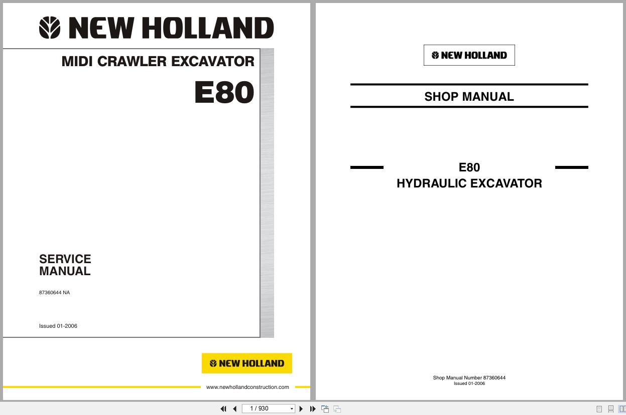 New Holland Midi Crawler Excavator E80 Service Manual 87360644NA 2006 (1)