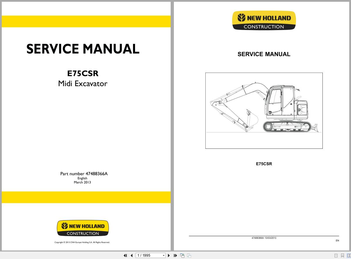 New Holland Midi Excavator E75CSR Service Manual 47488366A 2013 (1)