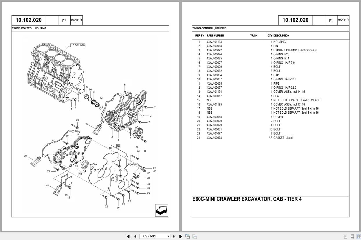 New Holland Mini Crawler Excavator E60C Cab Tier 4 Parts Catalog 698446010PC 2014 (2)