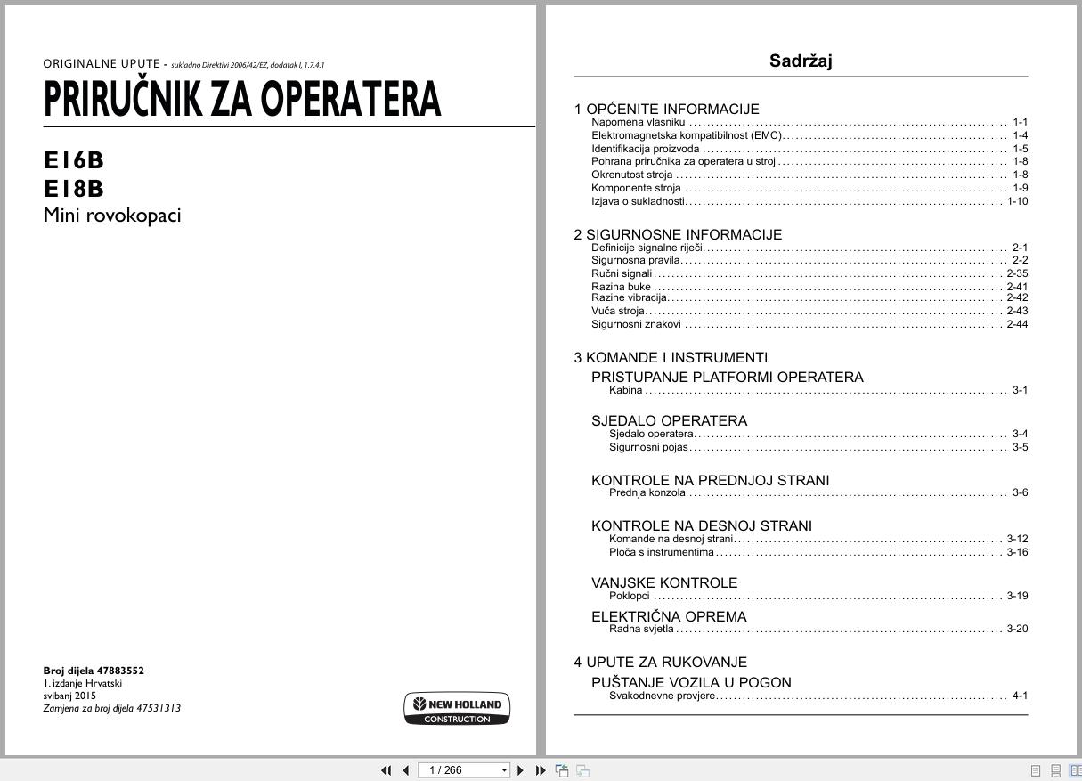 New Holland Mini Excavator E16B E18B Operators Manual 47883552 2015 HR (1)