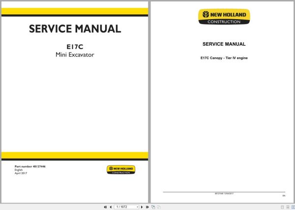 New Holland Mini Excavator E17C Service Manual 48127446 2017 (1)