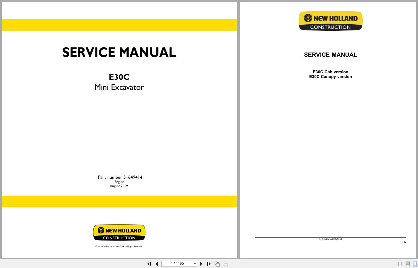 New Holland Mini Excavator E30C Service Manual 51649414 2019 (1)