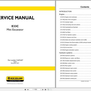 New Holland Mini Excavator E33C Service Manual 51691657 2019 (1)