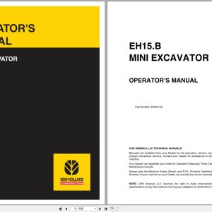 New Holland Mini Excavator EH15.B Operators Manual 87054145NA 2004 (1)