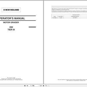 New Holland Motor Grader 200 Tier 3 Operators Manual 75314534NA 2006 (1)