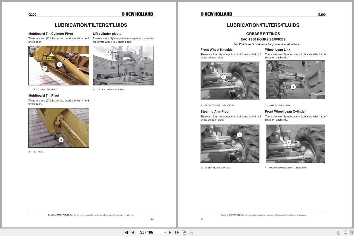 New Holland Motor Grader 200 Tier 3 Operators Manual 75314534NA 2006 (2)