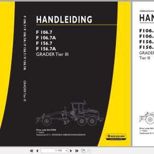 New Holland Motor Grader F106.7 to F156.7A Operation Maintenance Manual 84147950 2011 NL (1)