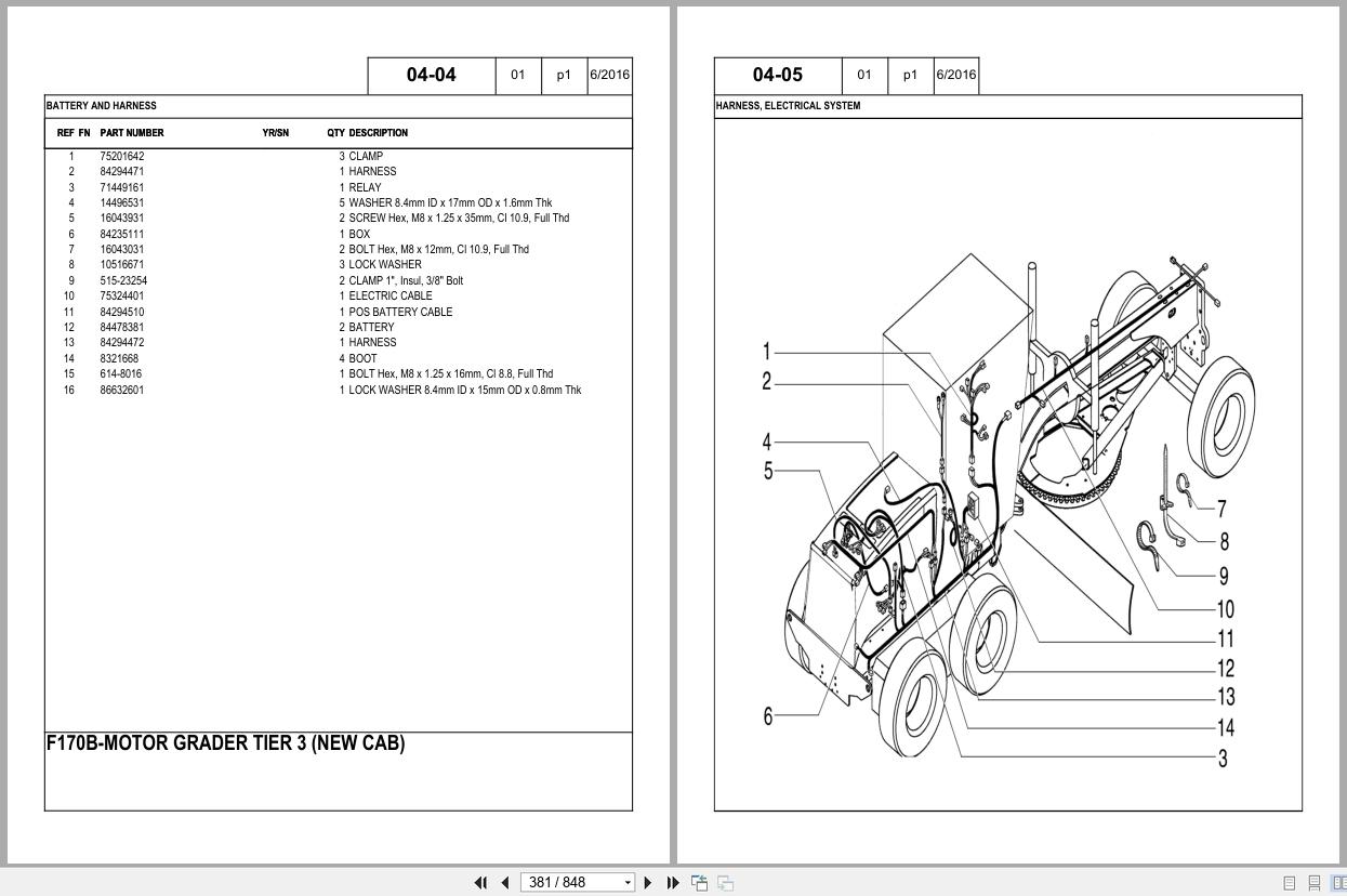New Holland Motor Grader F170B Tier 3 Parts Catalog 542200104PC 2016 (2)