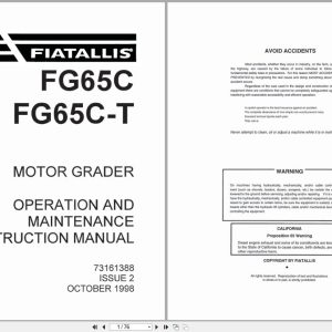 New Holland Motor Grader FG65C FG56C T Operation Maintenance Manual 73161388 (1)