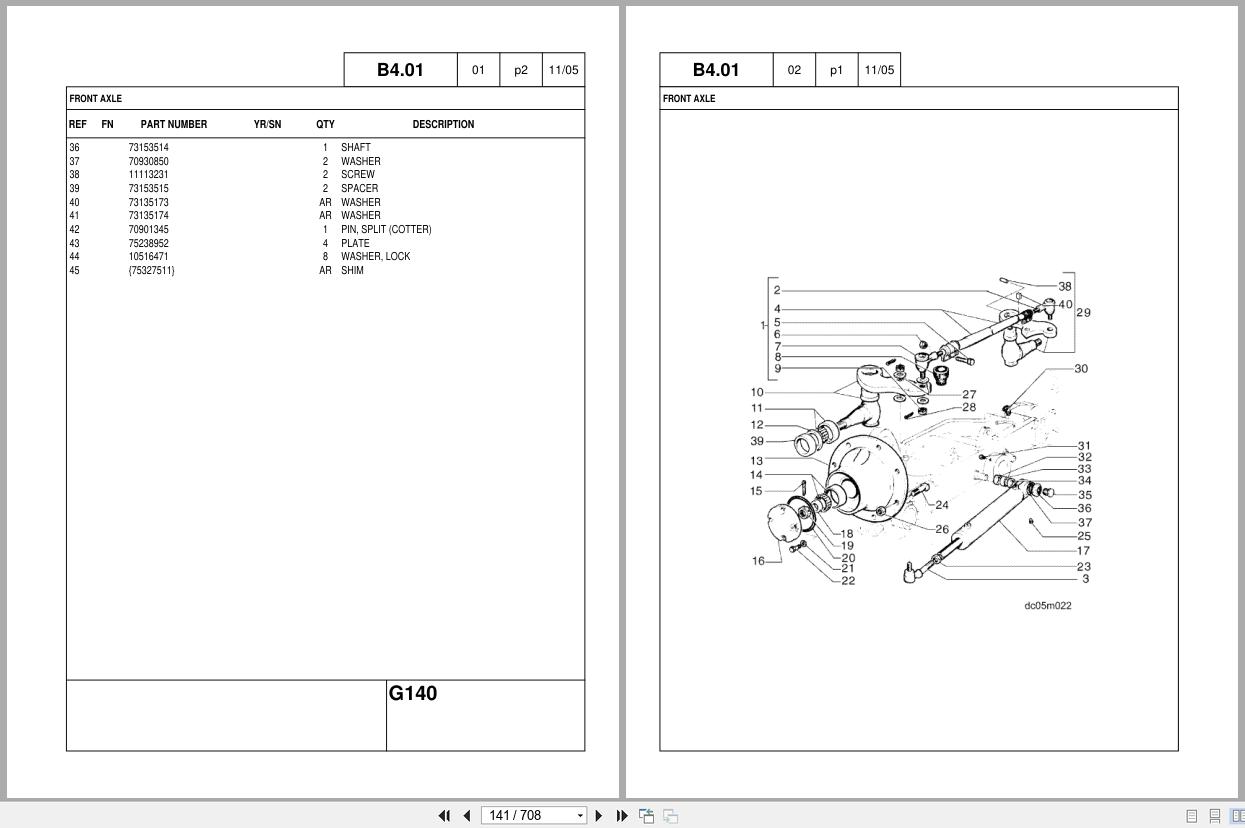 New Holland Motor Grader G140 Parts Catalog 75314440NA 2005 (2)