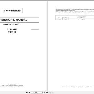 New Holland Motor Grader G140VHP Tier 3 Operators Manual 75314528NA 2006 (1)