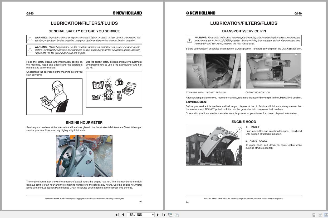 New Holland Motor Grader G140VHP Tier 3 Operators Manual 75314528NA 2006 (2)