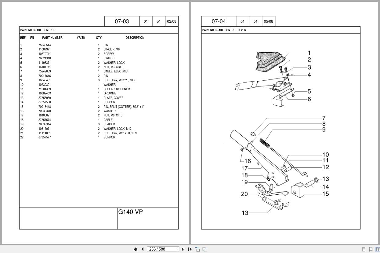 New Holland Motor Grader G140VP Tier 3 Parts Catalog 71114083NA 2008 (2)