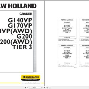 New Holland Motor Grader G140VP to G200AWD Tier 3 Repair Manual 71114195NA 2007 (1)