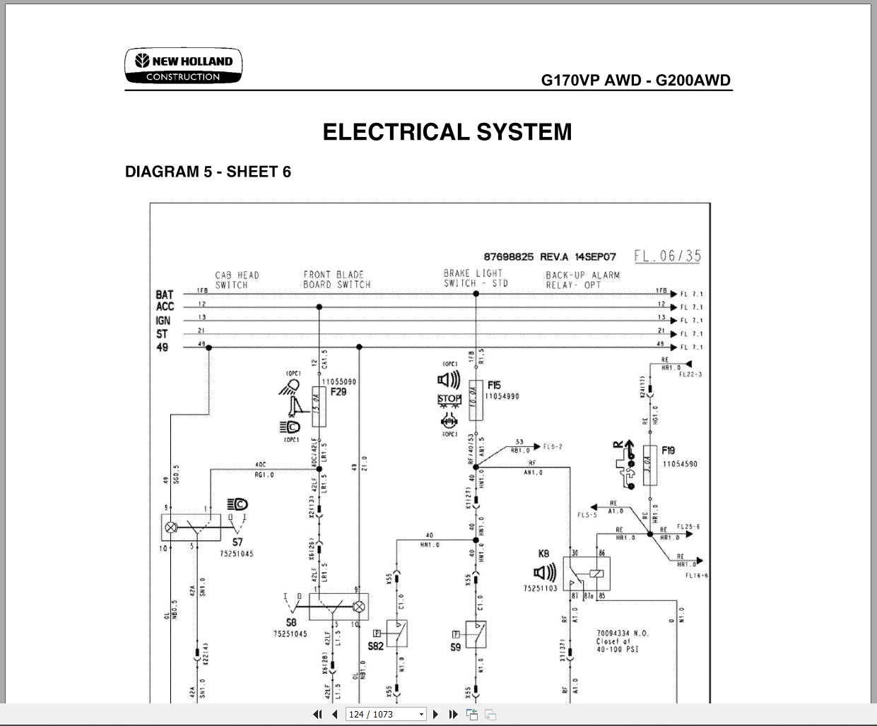 New Holland Motor Grader G140VP to G200AWD Tier 3 Repair Manual 71114195NA 2007 (3)