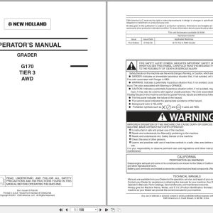 New Holland Motor Grader G170 Tier 3 AWD Operators Manual 87729454NA 2008 (1)