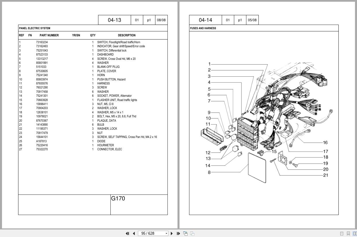 New Holland Motor Grader G170 Tier 3 AWD Parts Catalog 71114028NA 2008 (2)