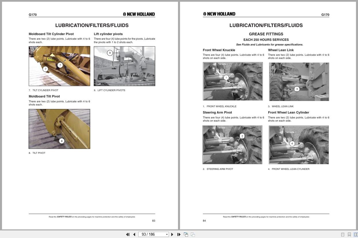 New Holland Motor Grader G170VHP Tier 3 Operators Manual 75314531NA 2006 (2)